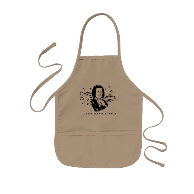 Johann Sebastian Bach Portrait and Bust with Notes Kids Apron (Front)