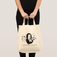 Johann Sebastian Bach Portrait and Bust with Notes