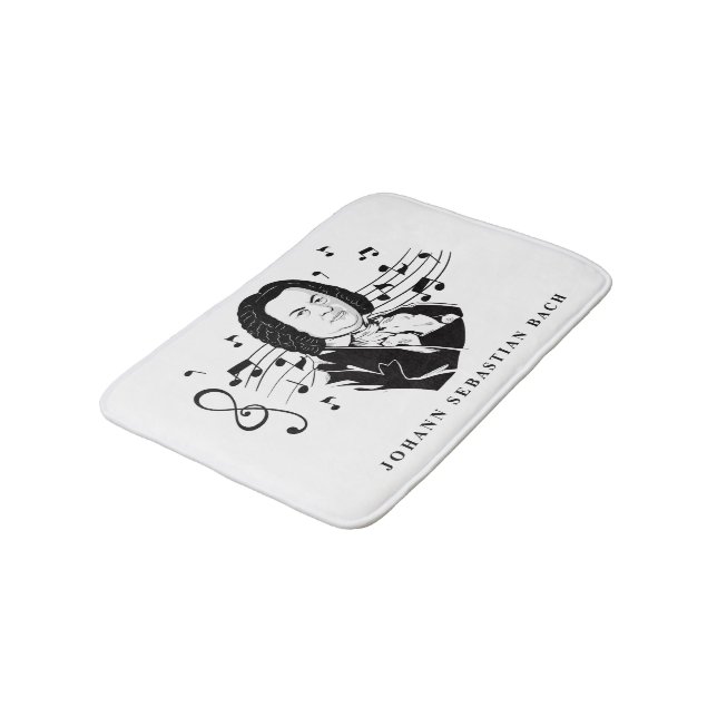 Johann Sebastian Bach Portrait / Bust with Notes Bath Mat (Angled)