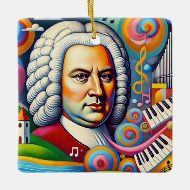 Johann Sebastian Bach Portrait  Ceramic Ornament (Front)