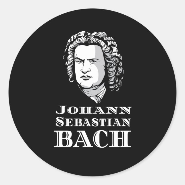 Johann Sebastian Bach Portrait Classic Round Sticker (Front)