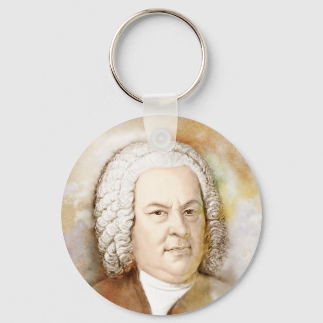 Johann Sebastian Bach Portrait in beige Key Ring (Front)
