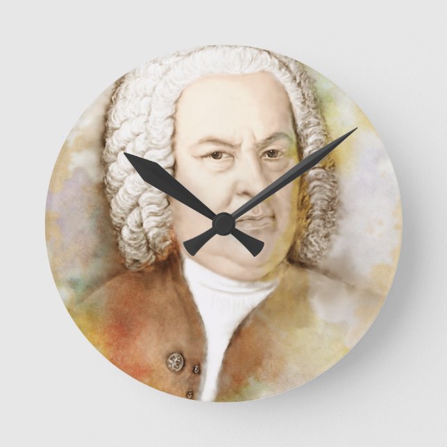 Johann Sebastian Bach Portrait in beige Round Clock (Front)