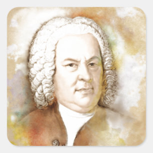 Johann Sebastian Bach Portrait in beige Square Sticker