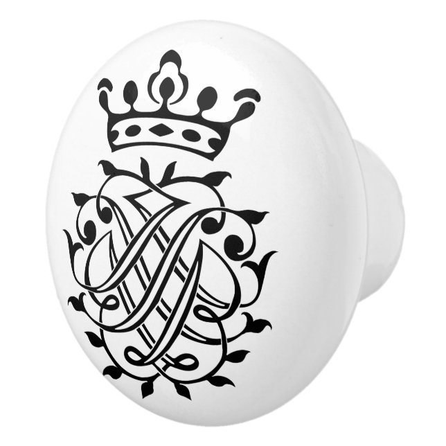 Johann Sebastian Bach Seal Crest Monogram Insignia Ceramic Knob (Right)