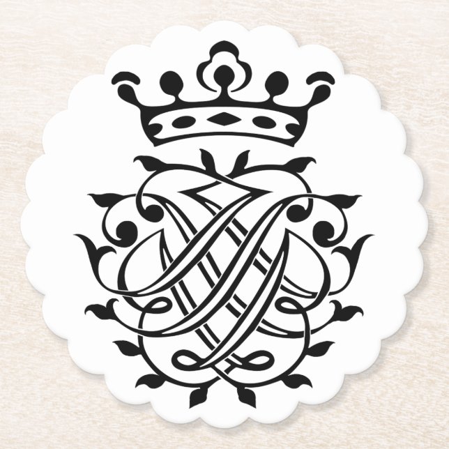 Johann Sebastian Bach Seal Crest Monogram Insignia Paper Coaster (Front)