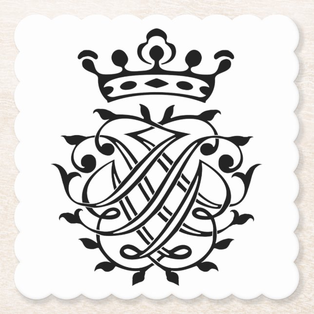 Johann Sebastian Bach Seal Crest Monogram Insignia Paper Coaster (Front)