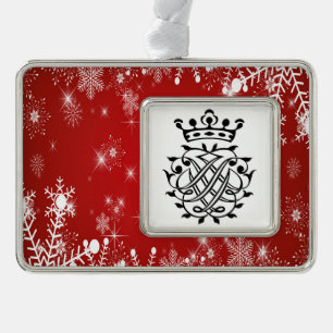 Johann Sebastian Bach Seal Crest Monogram Insignia Silver Plated Framed Ornament