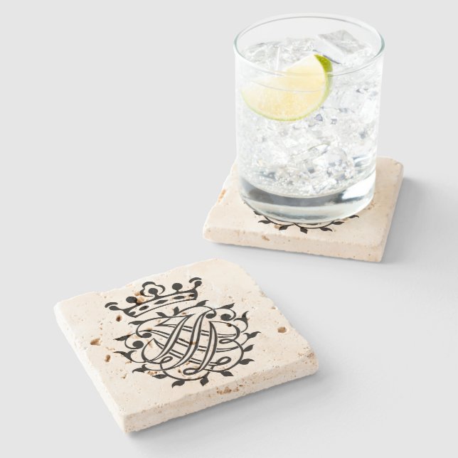 Johann Sebastian Bach Seal Crest Monogram Insignia Stone Coaster (Side)