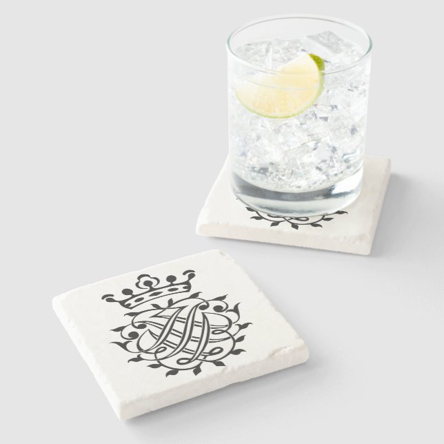 Johann Sebastian Bach Seal Crest Monogram Insignia Stone Coaster (Side)