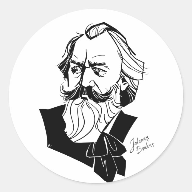 Johannes Brahms Classic Round Sticker (Front)