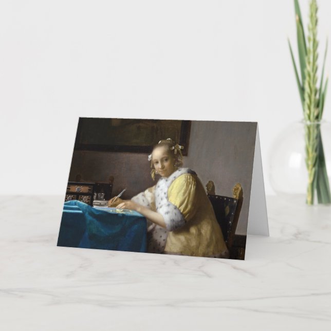 Johannes Vermeer - A Lady writing a Letter Card (Front)