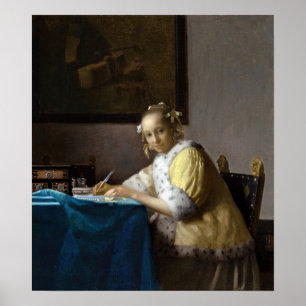 Johannes Vermeer - A Lady writing a Letter Poster