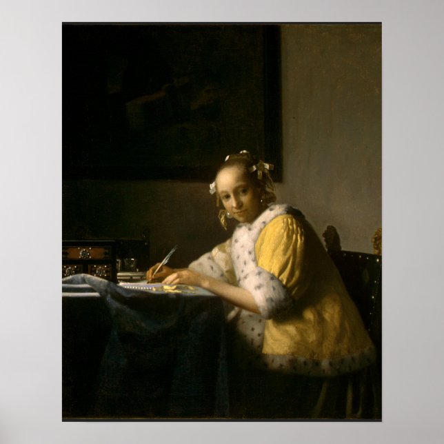 Johannes Vermeer, A Lady Writing a Letter Poster (Front)