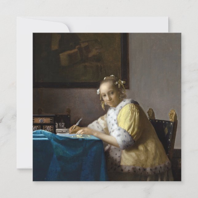 Johannes Vermeer - A Lady writing a Letter Thank You Card (Front)