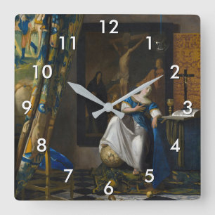 Johannes Vermeer - Allegory of Faith Square Wall Clock