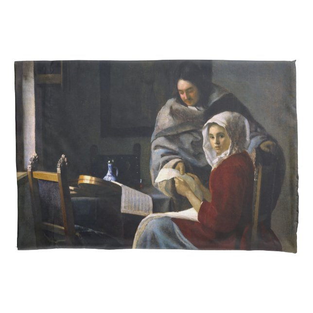 Johannes Vermeer - Girl Interrupted at Her Music Pillowcase (Front)
