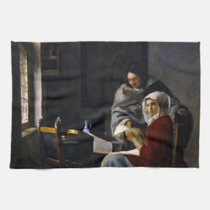 Johannes Vermeer - Girl Interrupted at Her Music Tea Towel