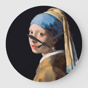 JOHANNES VERMEER - Girl with a pearl earring 1665 Large Clock