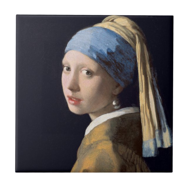 JOHANNES VERMEER - Girl with a pearl earring 1665 Tile (Front)