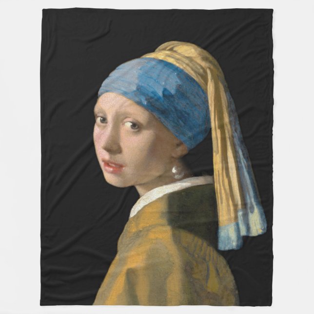 Johannes Vermeer - Girl with a Pearl Earring Fleece Blanket (Front)