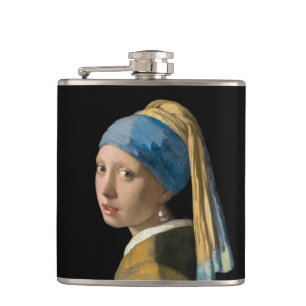 Johannes Vermeer - Girl with a Pearl Earring Hip Flask