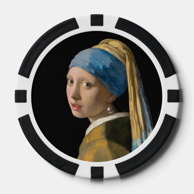 Johannes Vermeer - Girl with a Pearl Earring Poker Chips (Front)