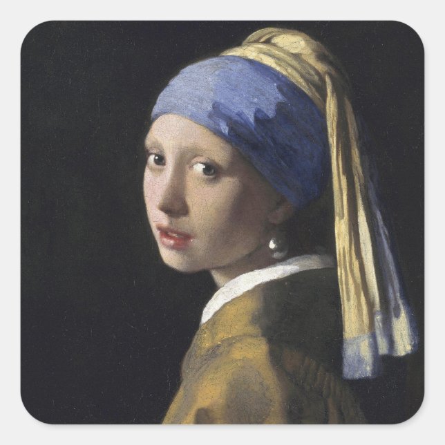 Johannes Vermeer - Girl with a Pearl Earring Square Sticker (Front)