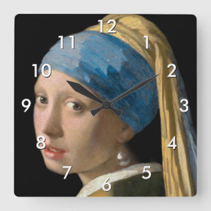 Johannes Vermeer - Girl with a Pearl Earring Square Wall Clock