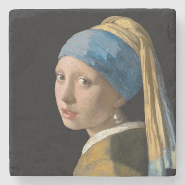 Johannes Vermeer - Girl with a Pearl Earring Stone Coaster (Front)