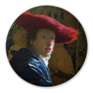 Johannes Vermeer - Girl with a Red Hat Ceramic Knob