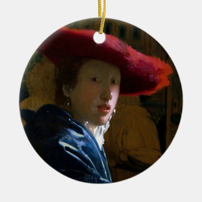 Johannes Vermeer - Girl with a Red Hat Ceramic Ornament (Front)