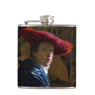 Johannes Vermeer - Girl with a Red Hat Hip Flask