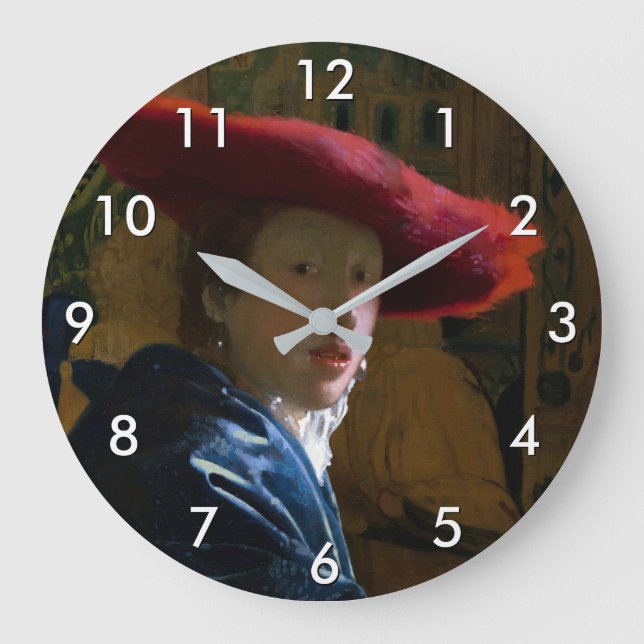 Johannes Vermeer - Girl with a Red Hat Large Clock (Front)