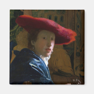 Johannes Vermeer - Girl with a Red Hat Magnet
