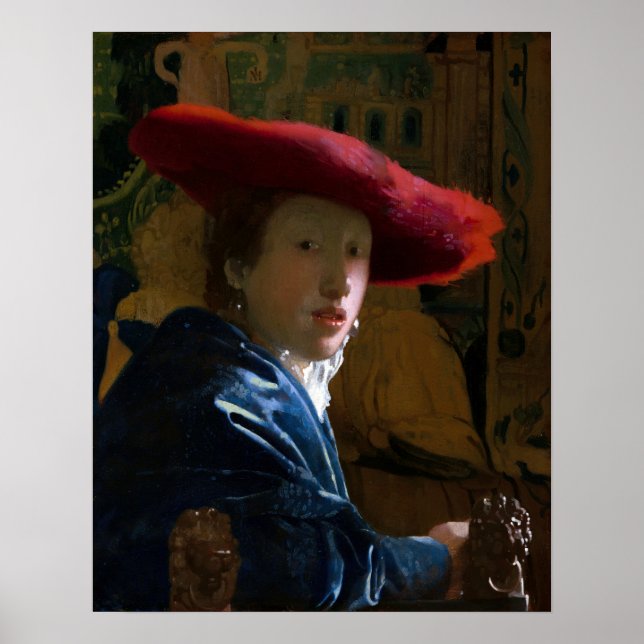 Johannes Vermeer - Girl with a Red Hat Poster (Front)
