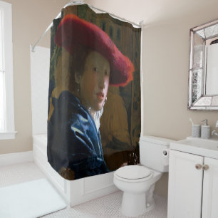 Johannes Vermeer - Girl with a Red Hat Shower Curtain
