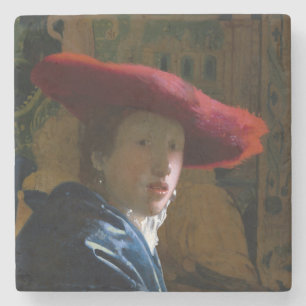 Johannes Vermeer - Girl with a Red Hat Stone Coaster