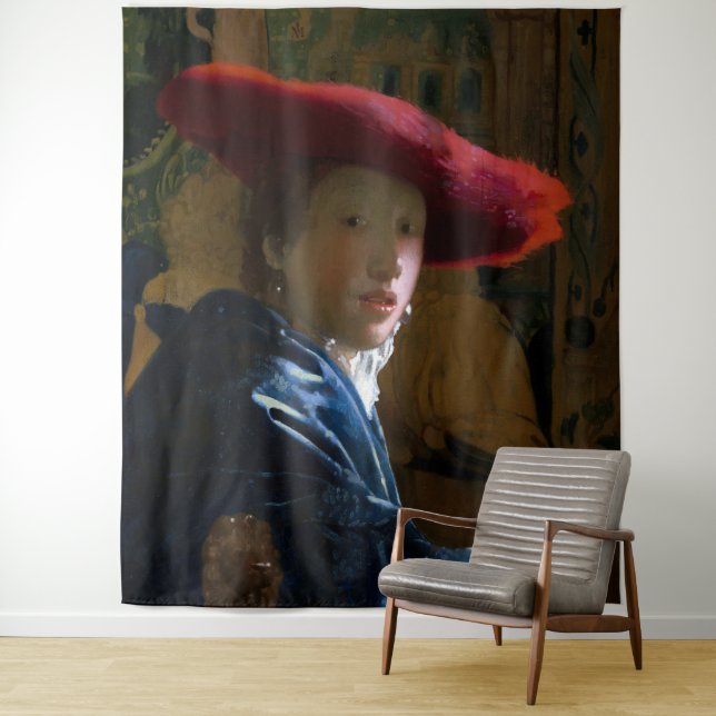 Johannes Vermeer - Girl with a Red Hat Tapestry (In Situ)