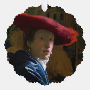Johannes Vermeer - Girl with a Red Hat Tree Decoration Card