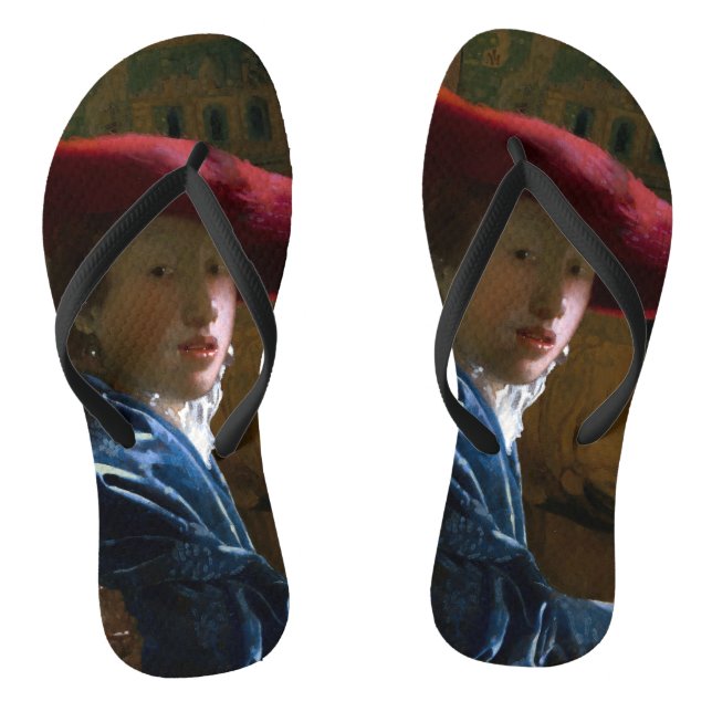 Johannes Vermeer - Girl with a Red Hat Window Clin Thongs (Footbed)