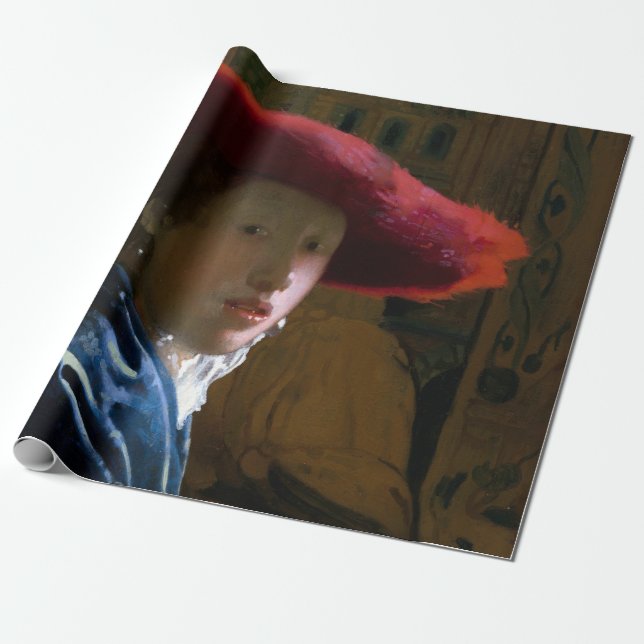 Johannes Vermeer - Girl with a Red Hat Wrapping Paper (Unrolled)