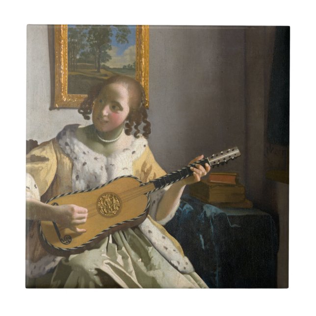 Johannes Vermeer - Guitar Player Ceramic Tile (Front)