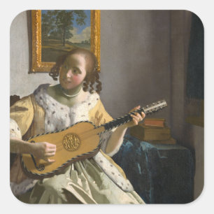 Johannes Vermeer - Guitar Player Square Sticker