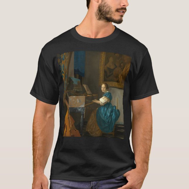Johannes Vermeer Lady Seated At A T-Shirt (Front)