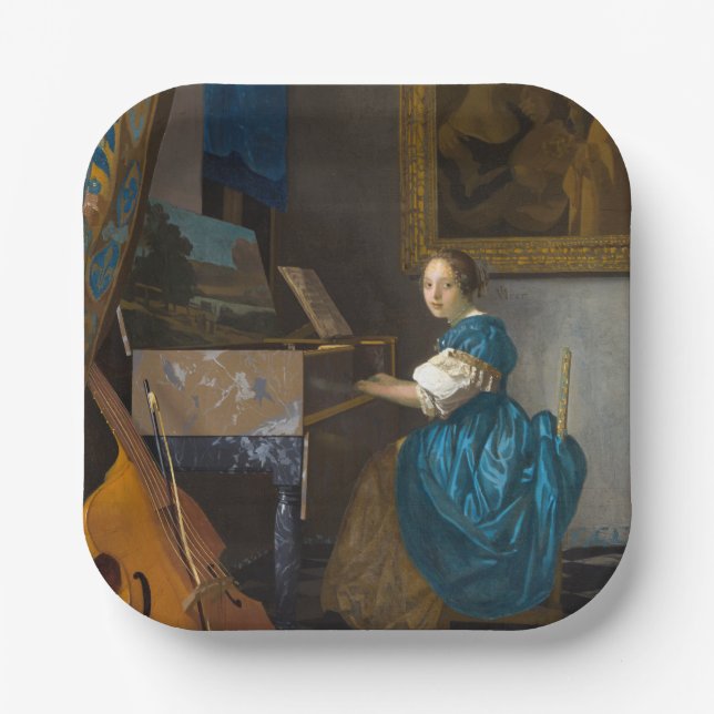 Johannes Vermeer - Lady Seated at a Virginal Paper Plate (Front)