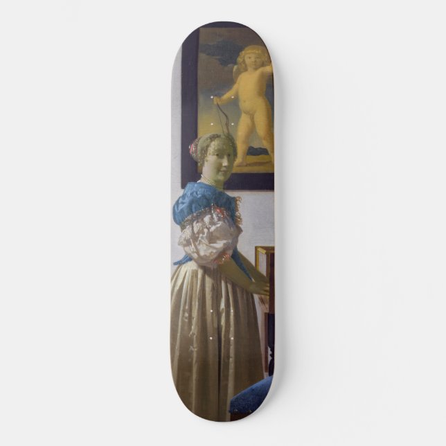 Johannes Vermeer - Lady Standing at a Virginal Skateboard (Front)