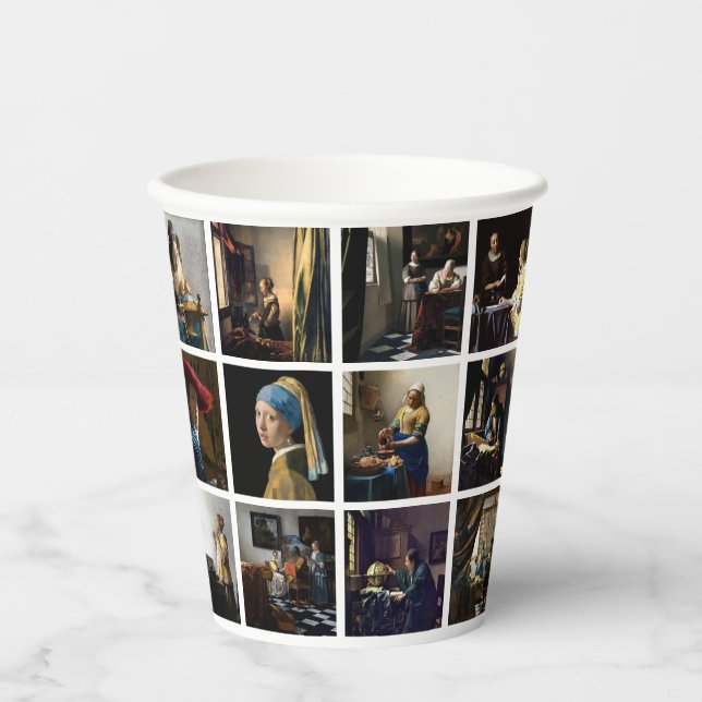 Johannes Vermeer - Masterpieces Grid Paper Cups (Front)