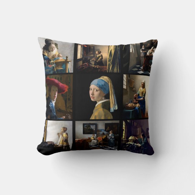 Johannes Vermeer - Masterpieces Grid Square Cushion (Front)
