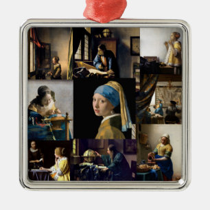 Johannes Vermeer - Masterpieces Patchwork Metal Ornament
